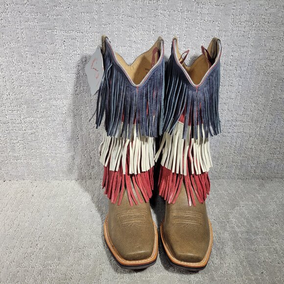 Twisted X Red White Blue Leather Veterans War Fringe Boot Womens Size 6, 7.5,8.5 - Picture 9 of 12